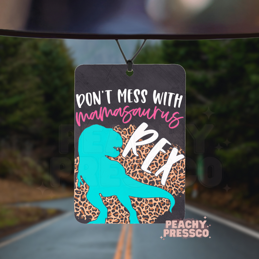 Mama Rex Car Air Freshener – Funny Dinosaur Mom Car Accessory with Leopard Print