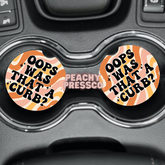 Oops Was That a Curb? Car Coasters – Retro Swirl Funny Car Accessories