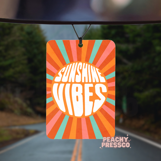 Sunshine Vibes Retro Car Air Freshener – Bright & Bold Hanging Freshener for Car, Home, or Locker