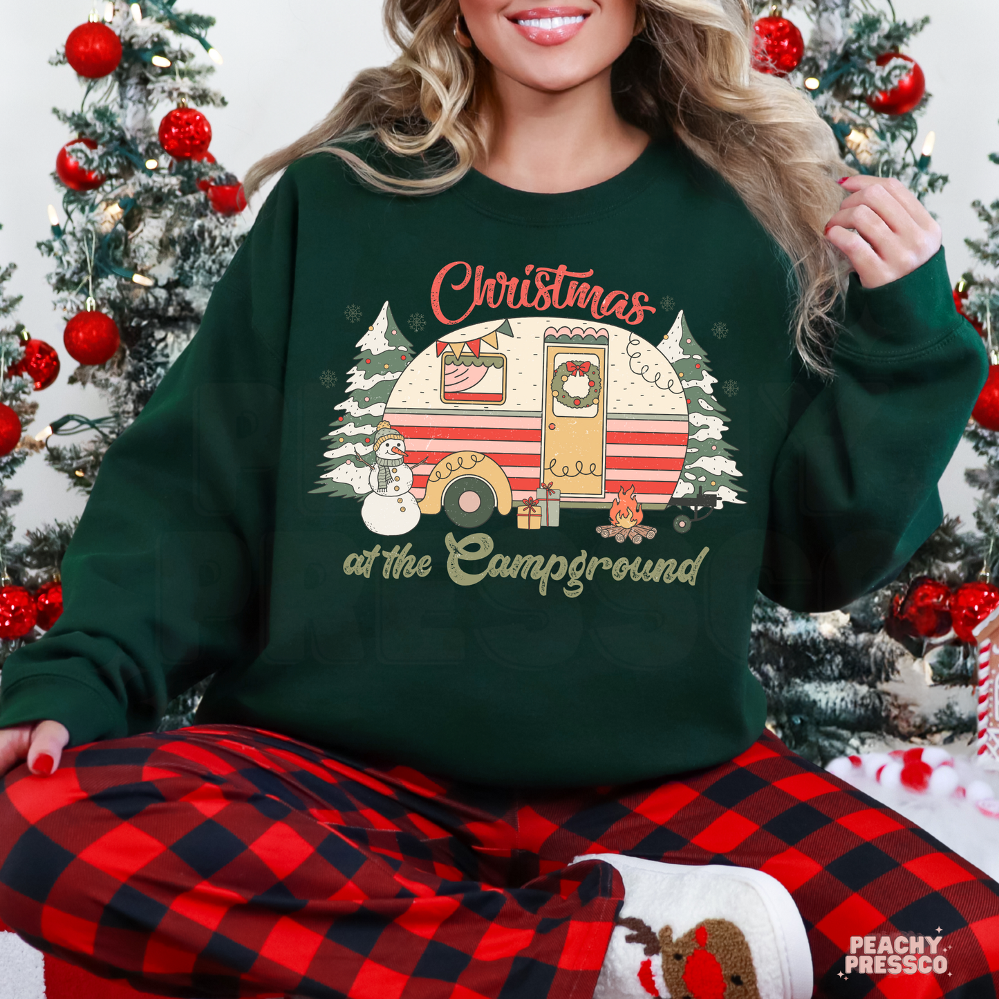Christmas at the Campground Sweatshirt – Festive Camper Vibes, Apparel