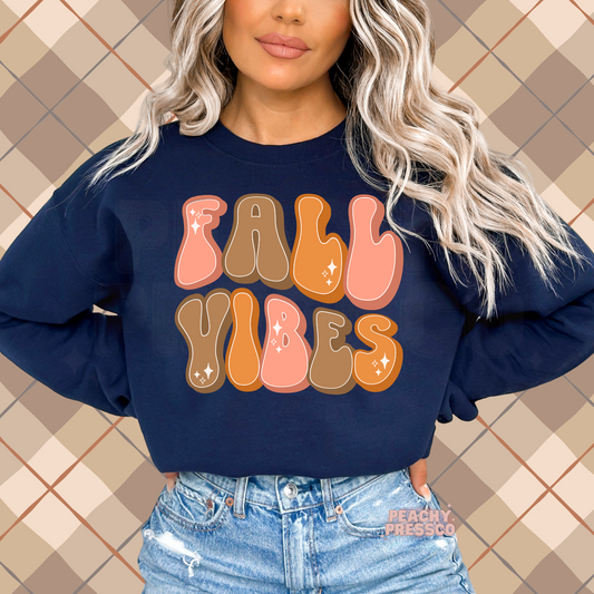 Retro Fall Vibes Sweatshirt – Bubble Letter Design Apparel