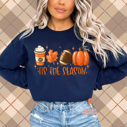 Tis The Season Fall Icons Sweatshirt – Pumpkin Spice, Football & More Apparel