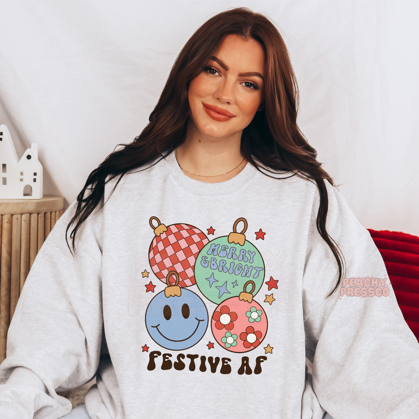 Festive AF Christmas Ornaments T-Shirt – Merry & Bright Retro Holiday Apparel