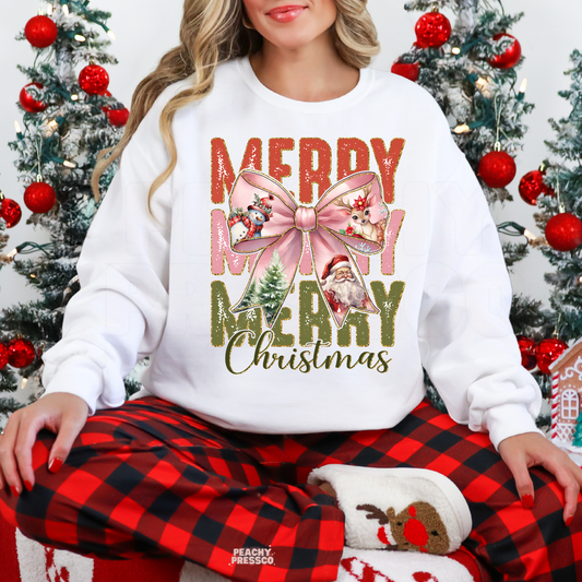 Merry Christmas Bow Sweatshirt | Cute Festive Holiday Apparel