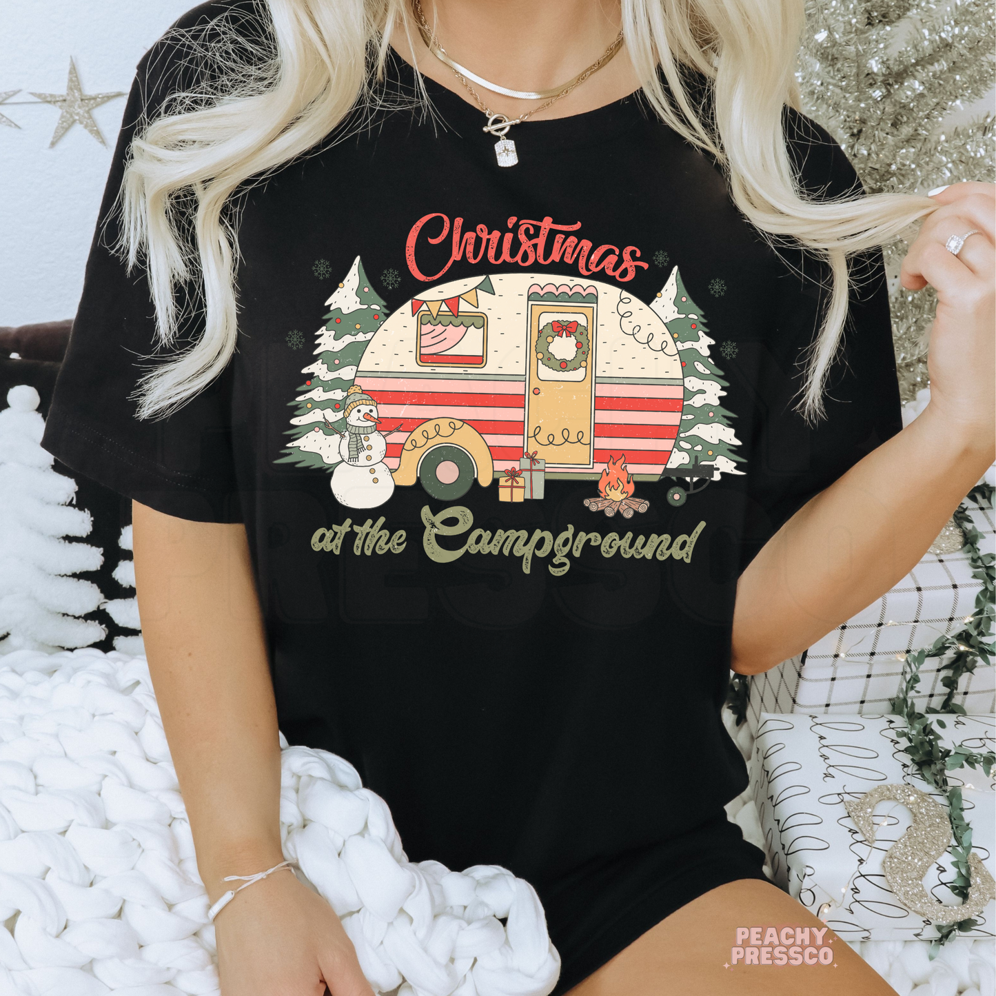 Christmas at the Campground Sweatshirt – Festive Camper Vibes, Apparel
