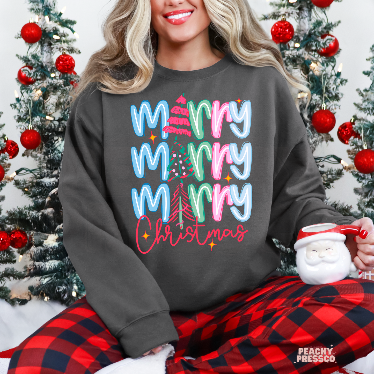 Merry Merry Christmas Shirt | Cute Pastel Retro Holiday, Apparel