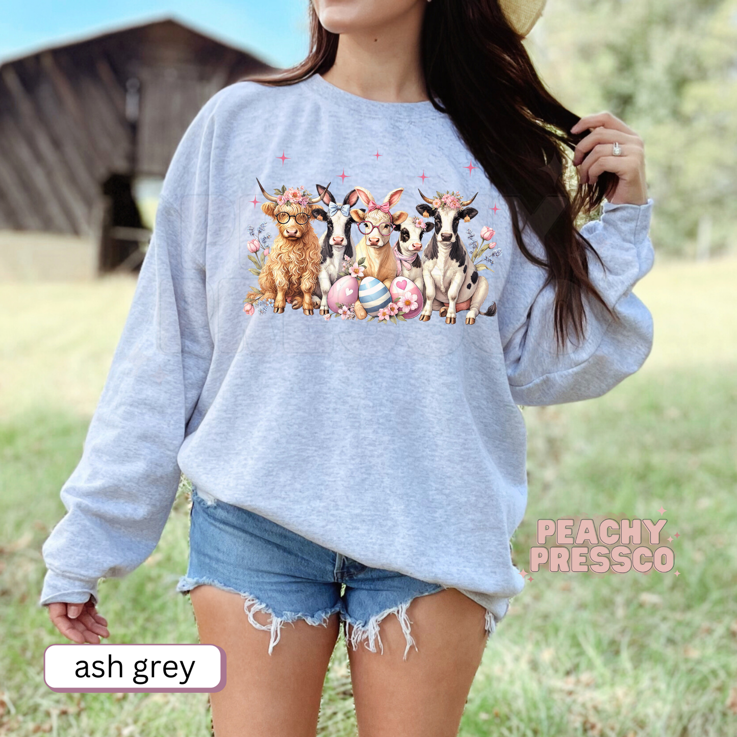 Cute Easter Highland Cow Tee, Apparel