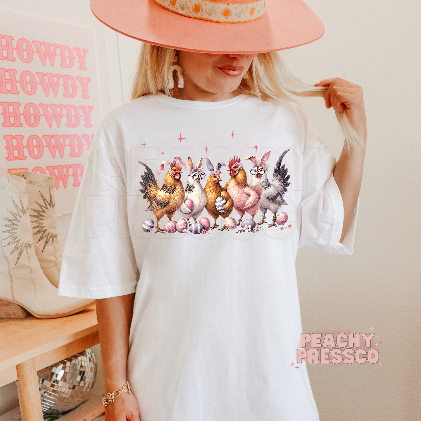 Funny Easter Chicken Squad Shirt – Chickens with Bunny Ears Apparel