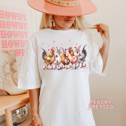 Funny Easter Chicken Squad Shirt – Chickens with Bunny Ears Apparel