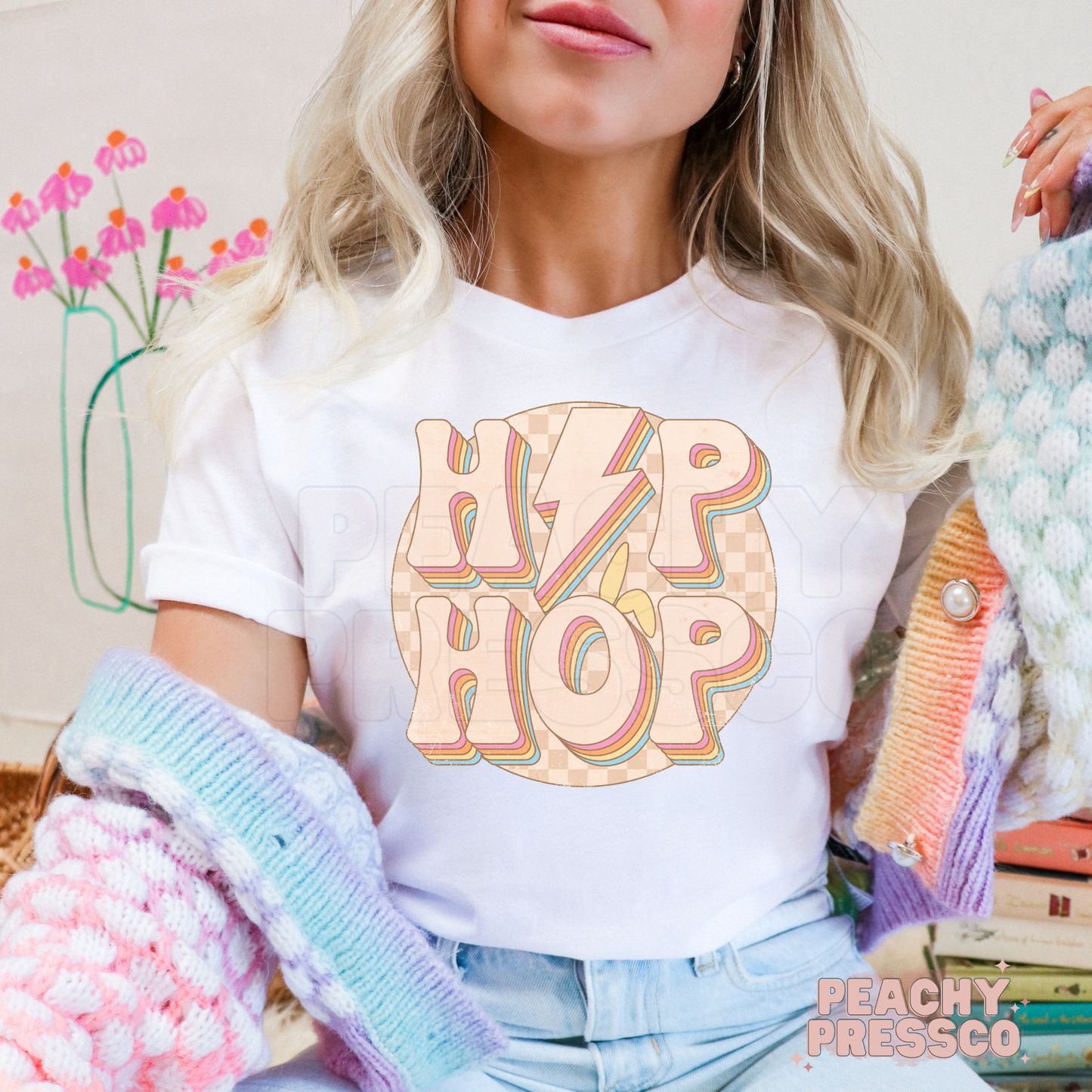 Retro Hip Hop Easter T-Shirt – 70s Lightning Bolt Spring Apparel