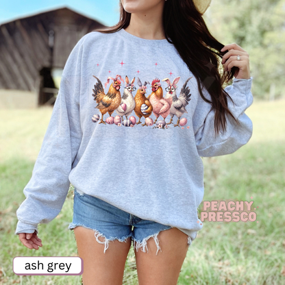 Funny Easter Chicken Squad Shirt – Chickens with Bunny Ears Apparel