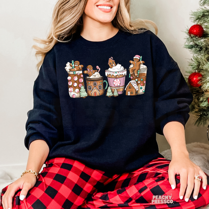 Gingerbread Cocoa Christmas Sweatshirt, Coffee Crewneck, Apparel