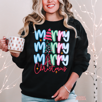 Merry Merry Christmas Shirt | Cute Pastel Retro Holiday, Apparel