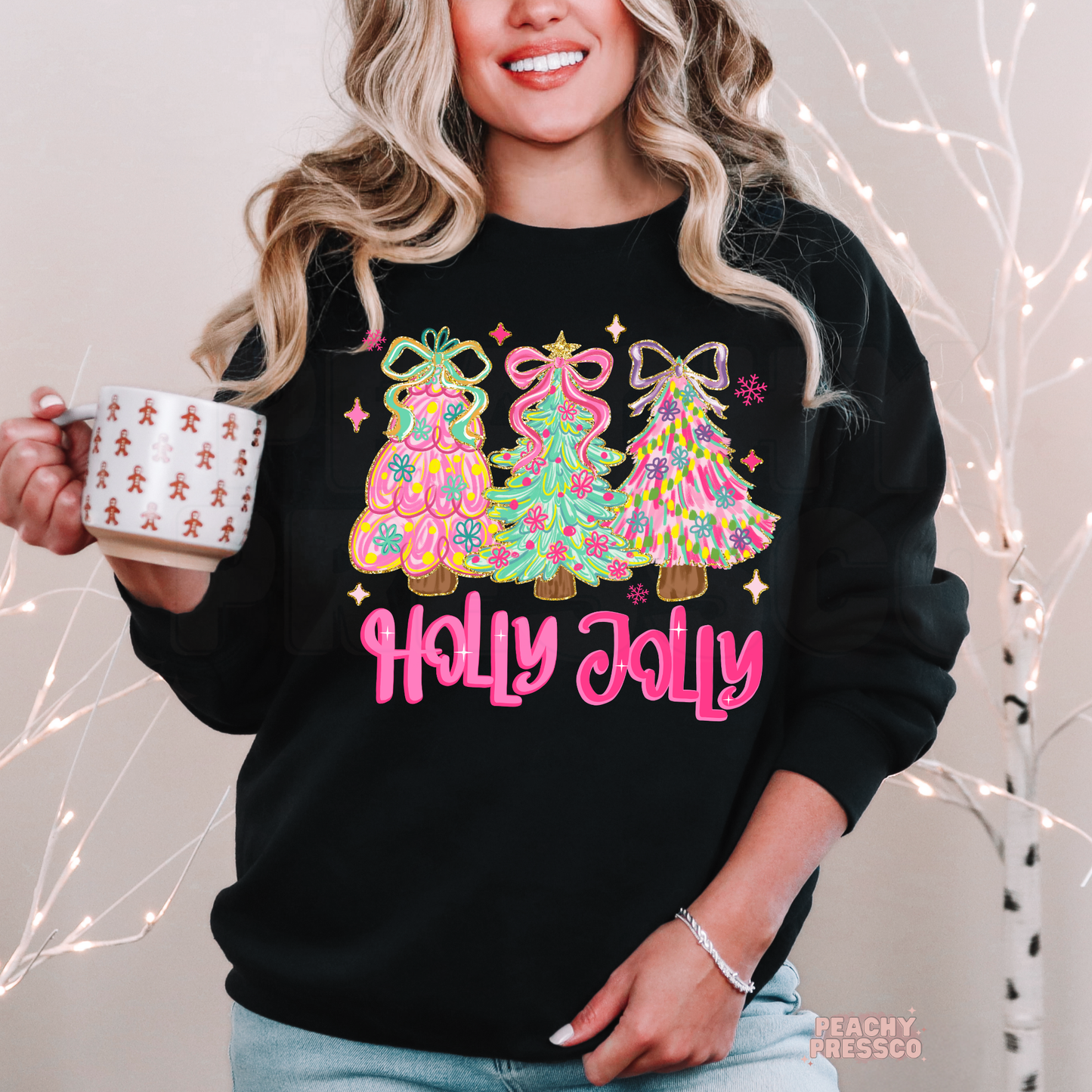 Holly Jolly Christmas Trees Sweatshirt, Christmas Apparel