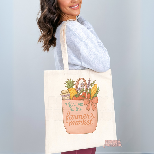 Meet Me at the Farmer's Market Canvas Tote Bag – Reusable & Stylish