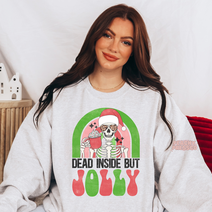 Dead Inside But Jolly Skeleton Christmas Tee – Funny Sarcastic Holiday Apparel