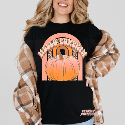 Hello Pumpkin Sweatshirt – Fall Leopard Print Letter Apparel