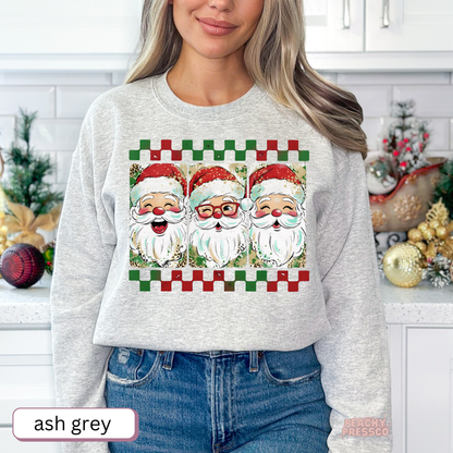 Jolly Trio Santa Christmas Sweatshirt, Holiday Apparel