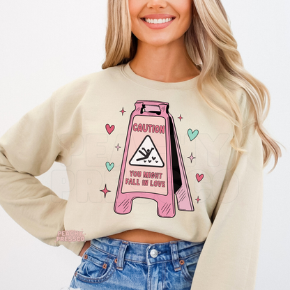 Caution You Might Fall in Love Shirt – Cute Funny Valentine Apparel