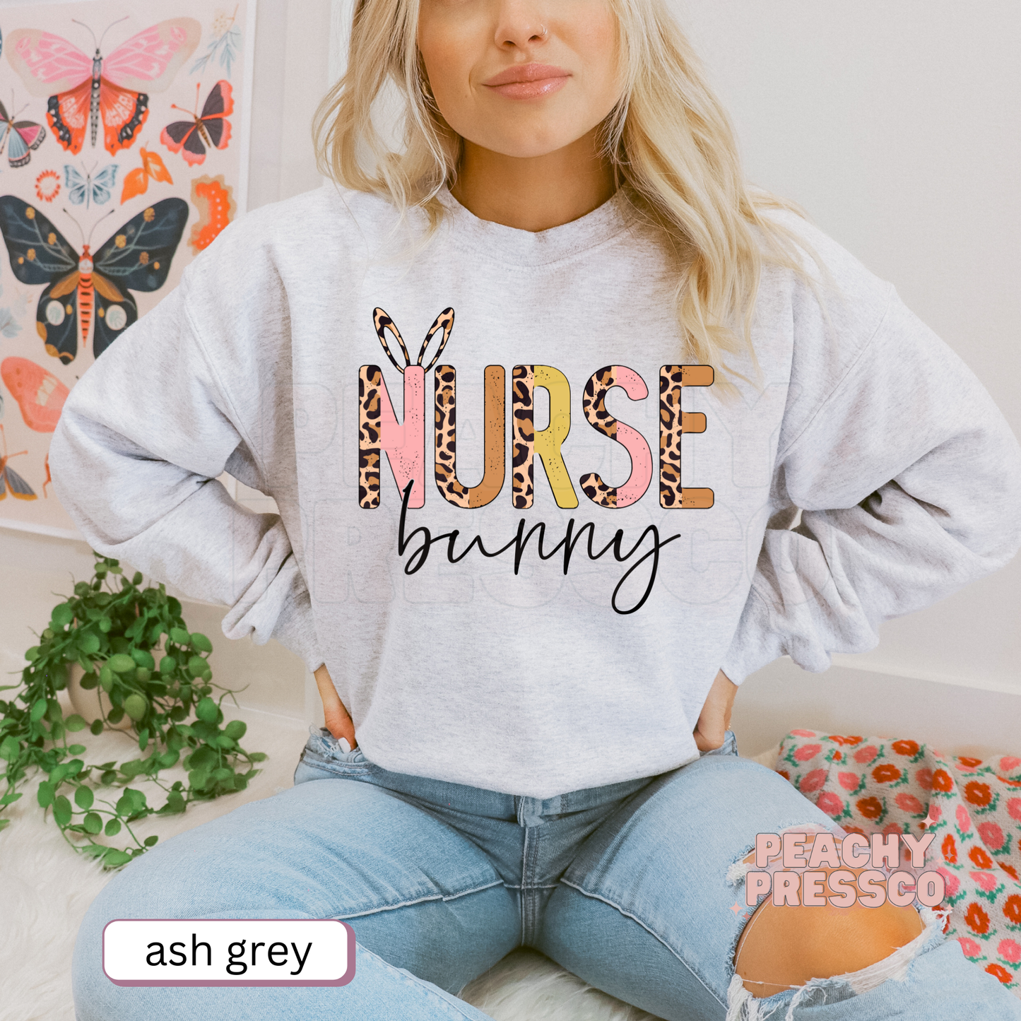 Nurse Bunny T-Shirt – Easter Nurse Apparel with Leopard Print Ears