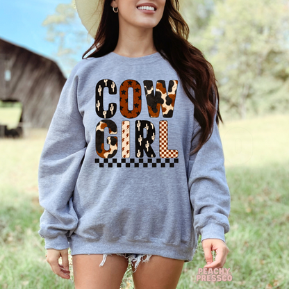 Bold Western COW GIRL Graphic Tee – Retro Rodeo Style Sweatshirt, Apparel
