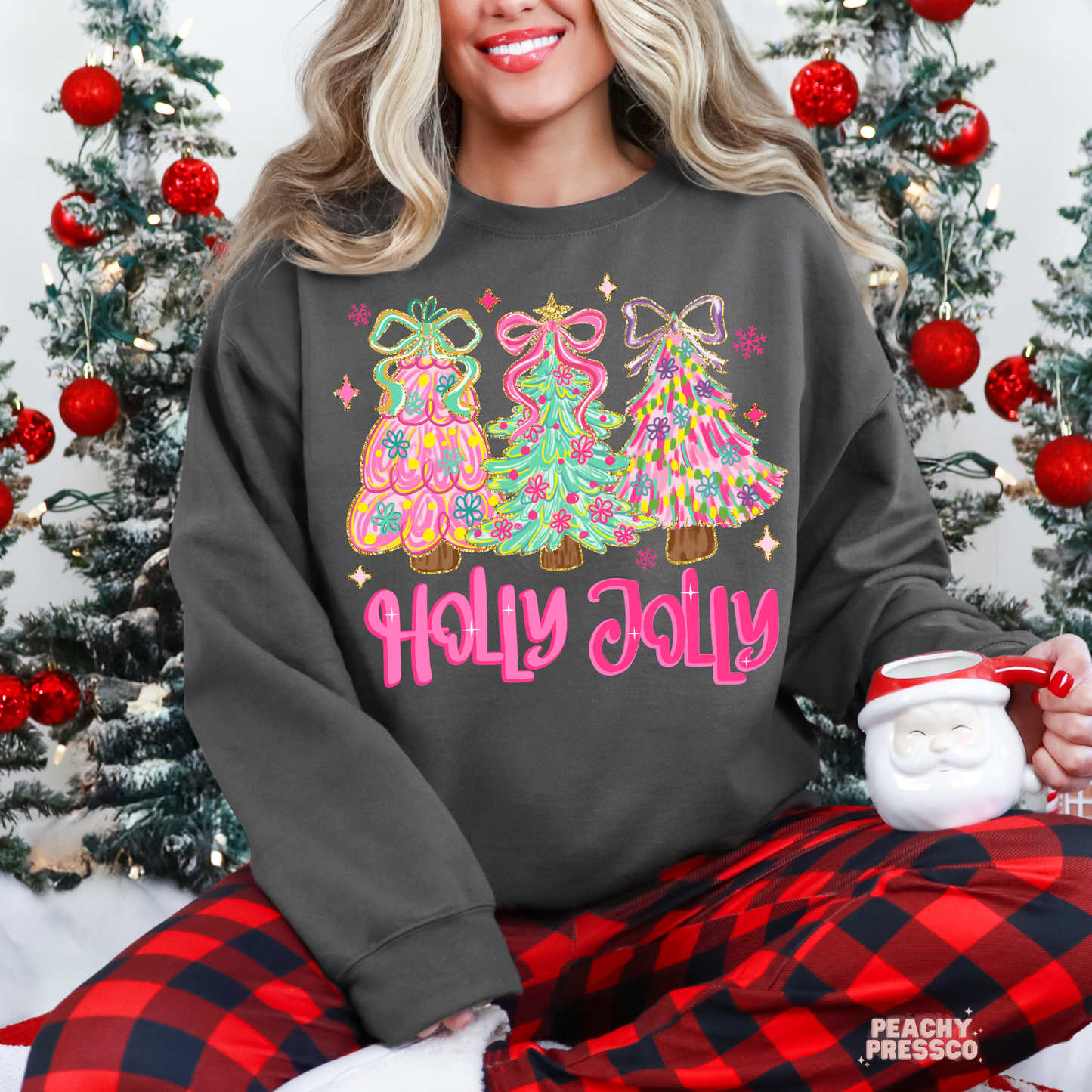 Holly Jolly Christmas Trees Sweatshirt, Christmas Apparel