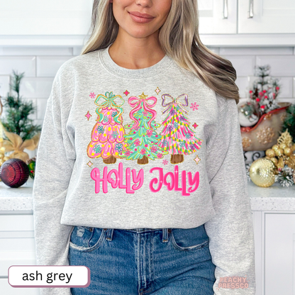 Holly Jolly Christmas Trees Sweatshirt, Christmas Apparel