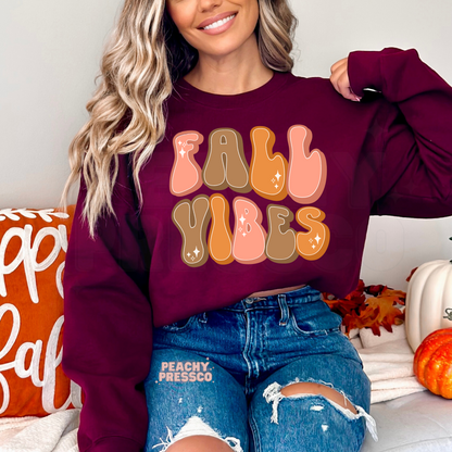 Retro Fall Vibes Sweatshirt – Bubble Letter Design Apparel