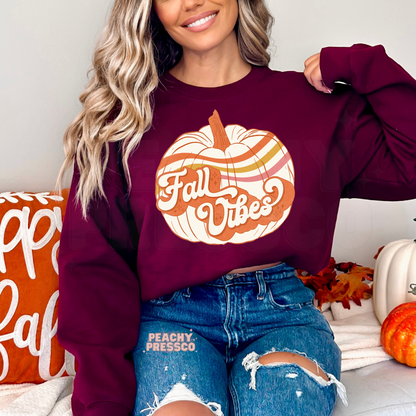 Fall Vibes Pumpkin Sweatshirt – Autumn Stripe Apparel