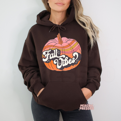 Fall Vibes Retro Pumpkin Sweatshirt – Cozy Autumn Graphic, Fall Apparel