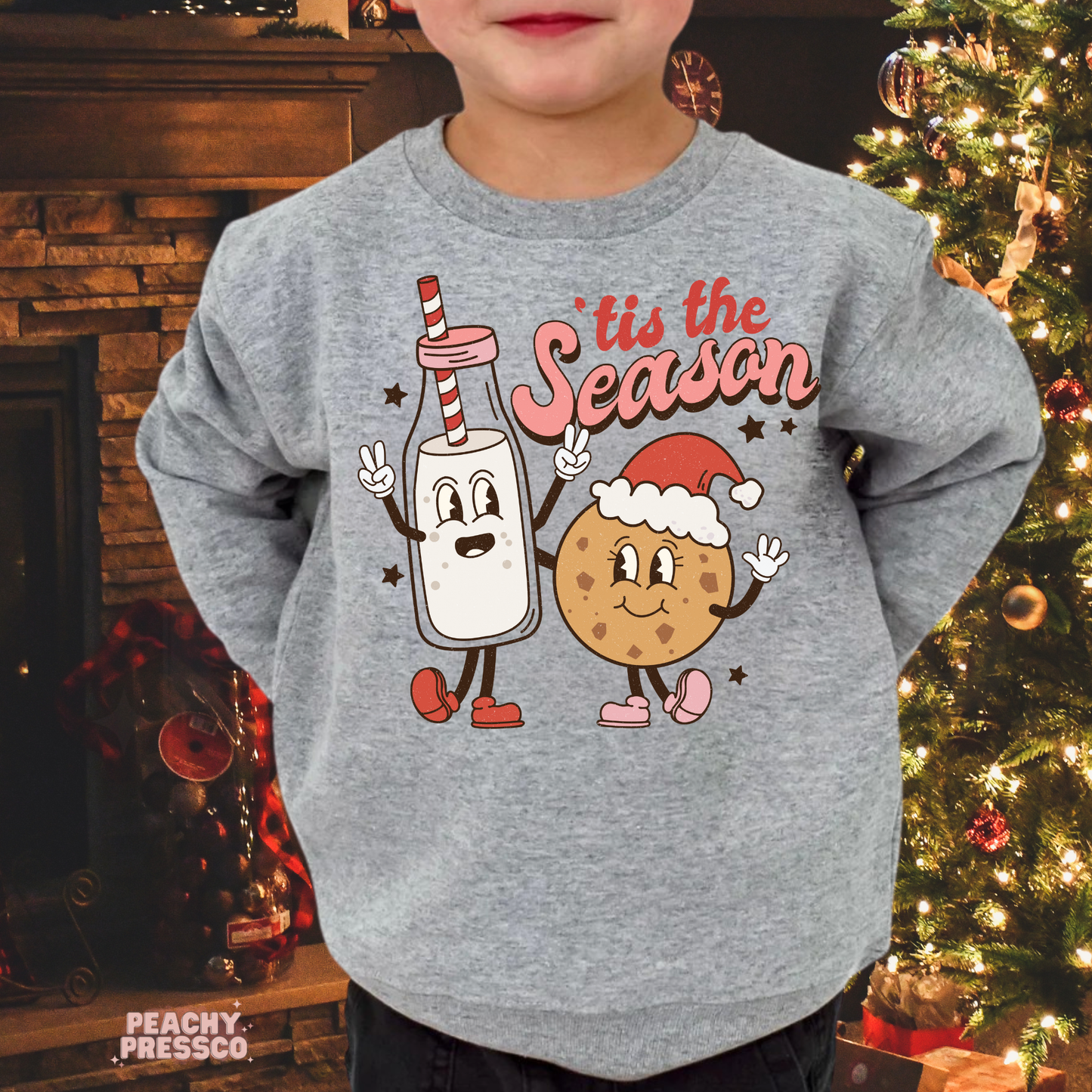 Tis The Season Milk & Cookie Christmas Sweatshirt – Cute Holiday Kid's Apparel