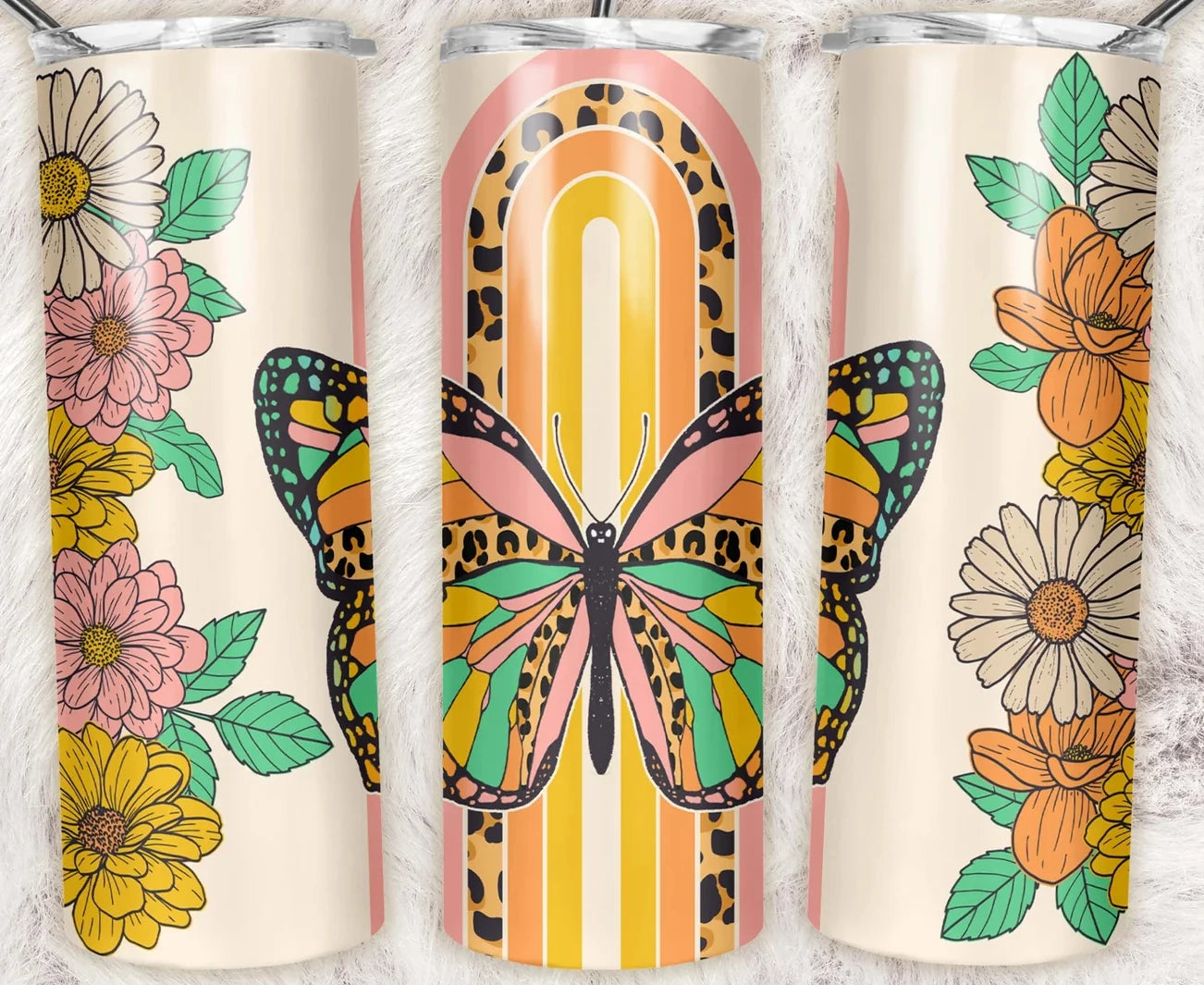 Vintage, Boho Butterfly Floral Tumbler