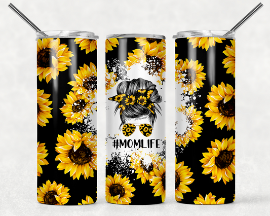 Mom Life Leopard, Sunflower Tumbler