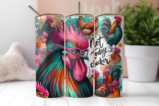 Funny Rooster ‘Not Today Clucker’ Farm Animal Coffee Tumbler for Chicken Lovers