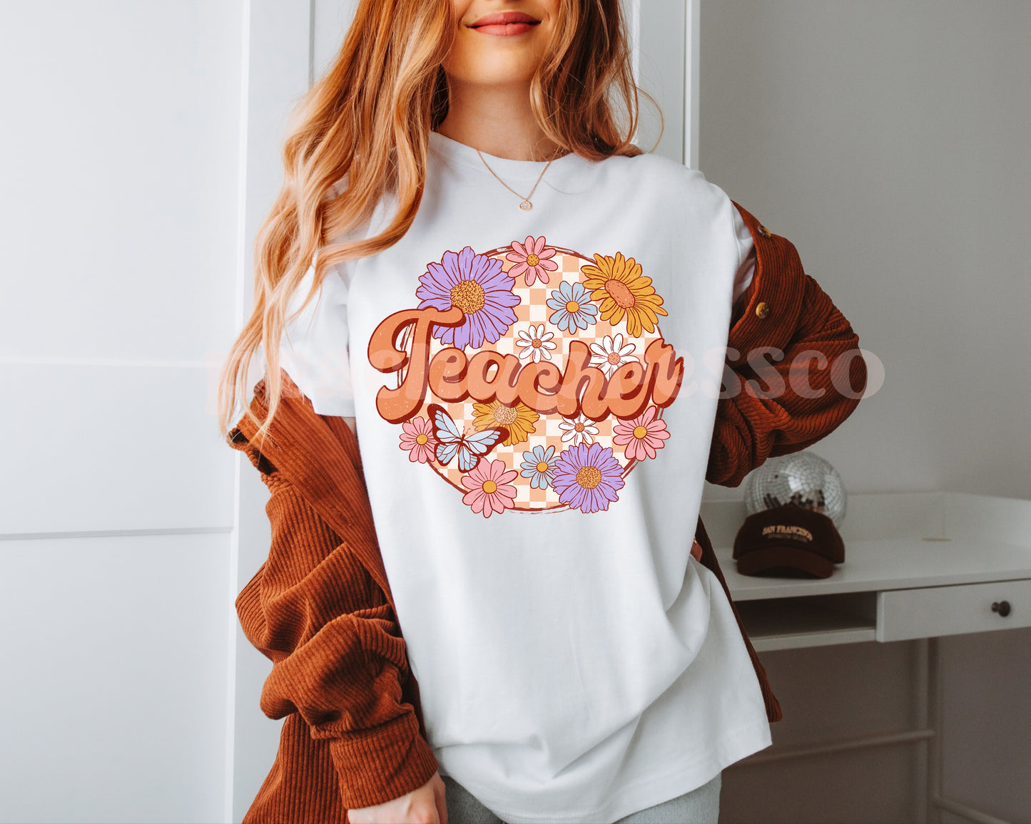 Vintage Teacher Shirt with Floral Design – Cute School Apparel
