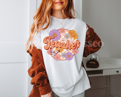 Vintage Teacher Shirt with Floral Design – Cute School Apparel
